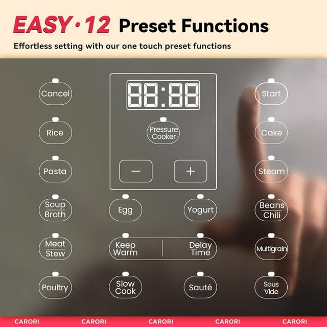 Thumbnail 4 de CARORI 1200W 12-in-1 Electric Pressure Cooker 8Qt 🍲