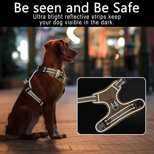 Detalle de HEEELE Dog Harness No Pull Large (Release on Neck) Bronze, L