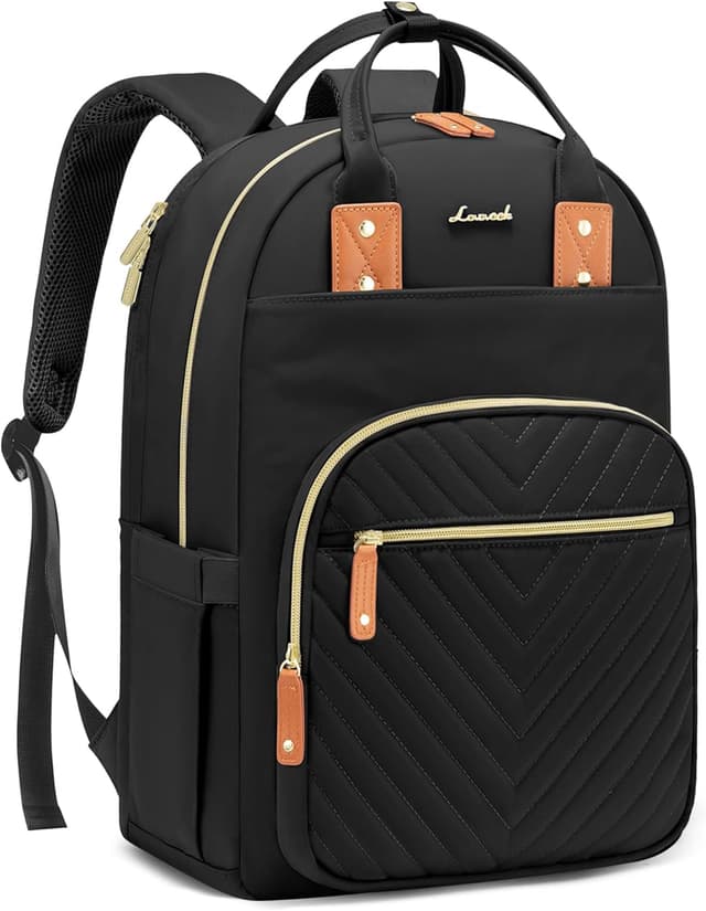 Thumbnail 6 de LOVEVOOK Women’s Laptop Backpack 15.6 Inch – Waterproof, Anti-theft & 23L Work/College Rucksack (Beige-Yellow-Brown)