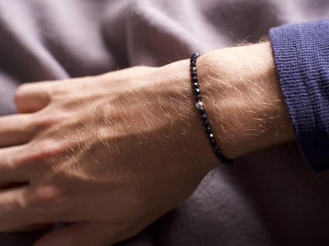 Detalle de BERGERLIN Echtes Naturstein Perlenarmband mit 925-Silberperle (Onyx geprüft in Deutschland) für Damen und Herren