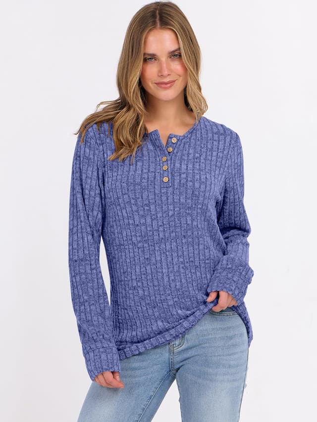 Thumbnail 2 de ANRABESS Womens Henley Tunic Top long sleeve