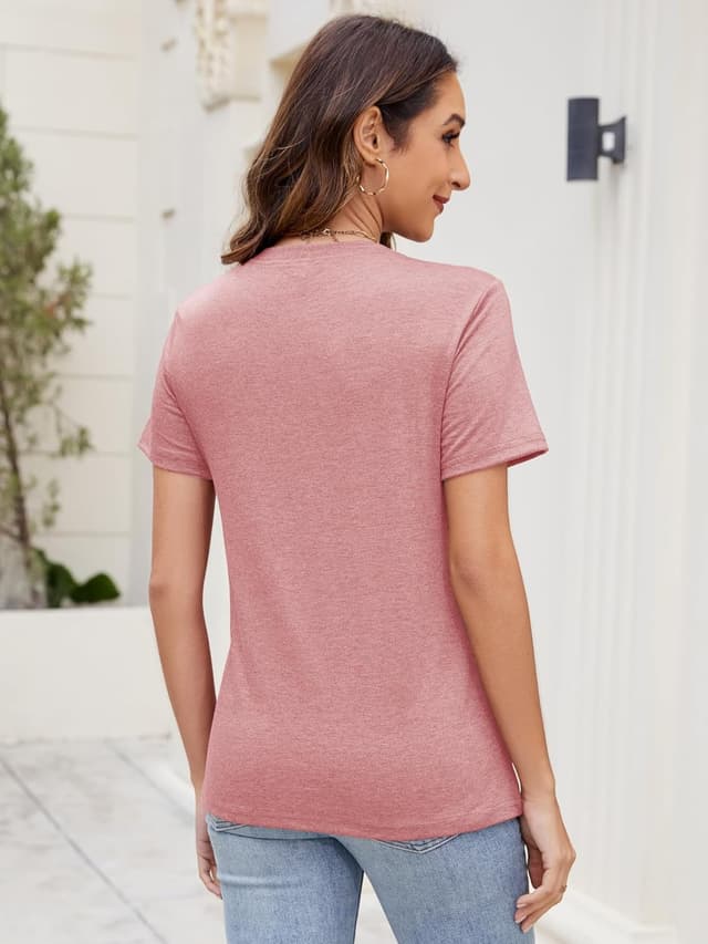 Detalle 2 de YGODDM Tshirt Damen Sommer Basic V-Ausschnitt 3er Pack