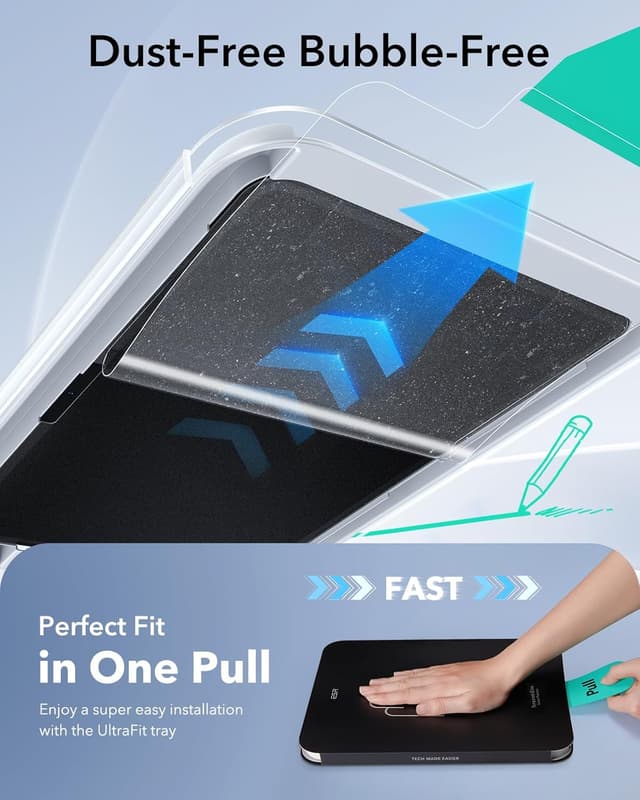 Detalle de ESR Paper-Feel Schutzfolie (2 Stück) für iPad Air 11 Zoll M4/M3/M2 – matt, 9H und Pencil-freundlich