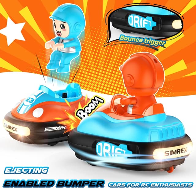 Detalle de SIMREX Remote Control Bumper Car for Kids (RC Battle Car Set of 2)