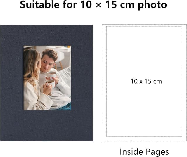 Detalle 2 de Kleines Fotoalbum Einsteckalbum 10x15 mit Fenster – 100 Taschen Mini Fotoalbum zum Selbstgestalten (Graublau)