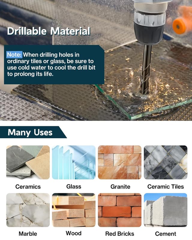 Thumbnail 2 de Lytool 8 mm Punte da trapano 5 pezzi per piastrelle e vetro 🛠