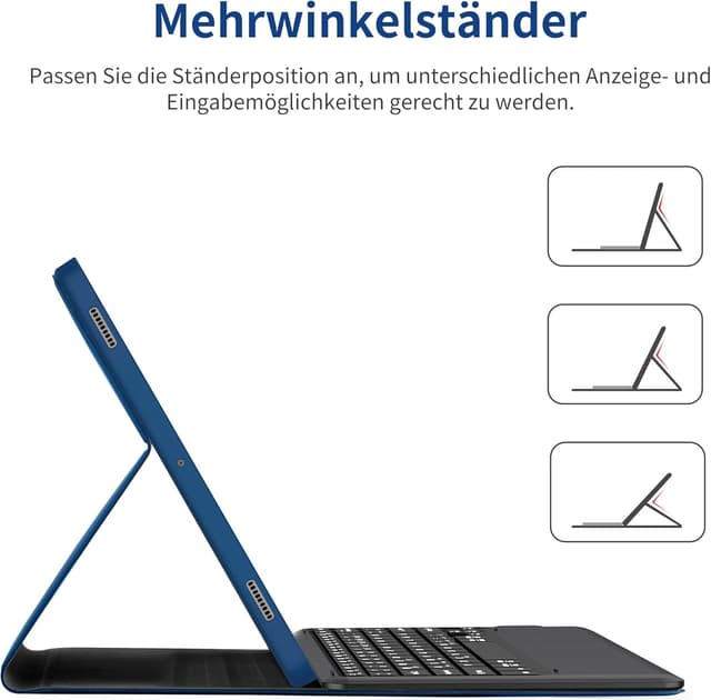 Detalle 2 de EasyAcc Tastatur Hülle für Samsung Galaxy Tab S9 FE+ / S9+ / S10+ 12,4 Zoll (QWERTZ, abnehmbar) – blau