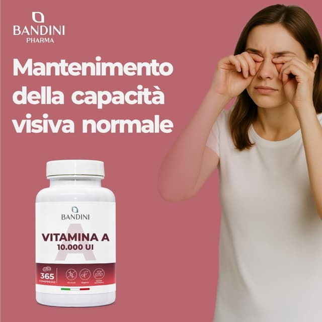 Detalle de Bandini Vitamina A Pura 365 microcompresse vegane (1+ anno) – acetato di retinile, alternativa alle gocce