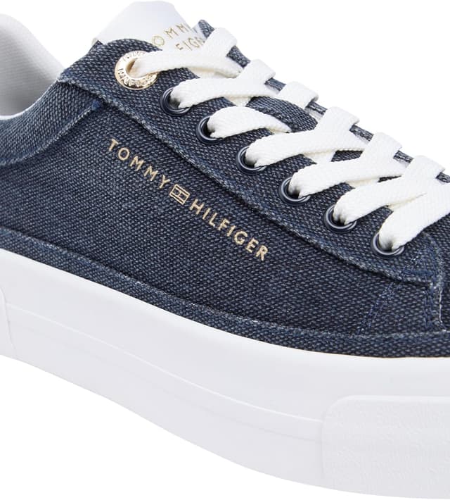 Detalle de Tommy Hilfiger TH Foxing Platform Washed Canvas FW0FW09172, basso top donna