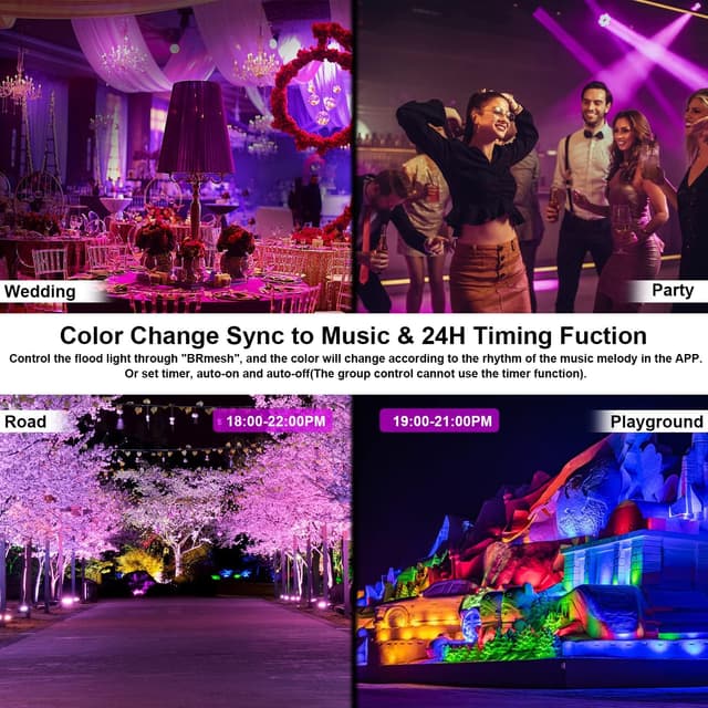 Detalle 1 de RGB LED Außen-Strahler 80W (2er-Set) mit Bluetooth-App-Steuerung, IP66 – kühles Weiß + Millionen Farben