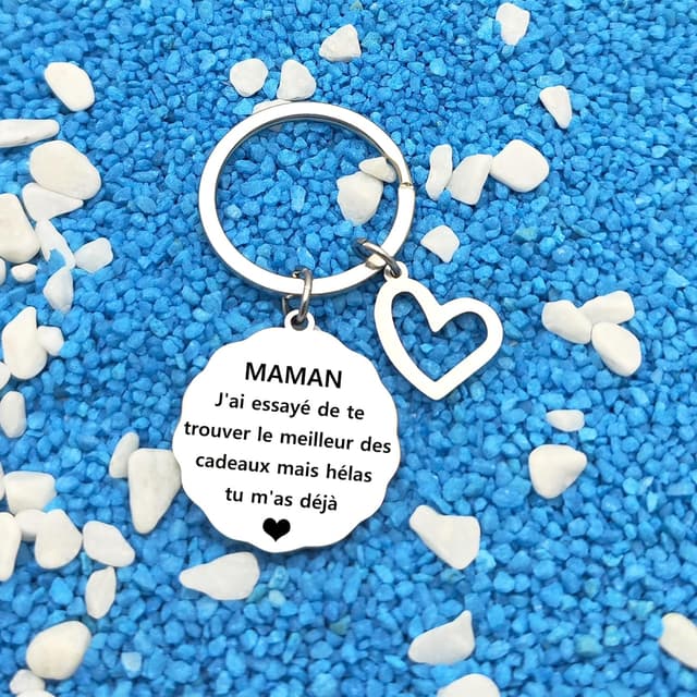 Detalle de GUOYU Porte-clés « Maman » en forme de famille, cadeau pour maman (Noël, fête des mères, anniversaire)