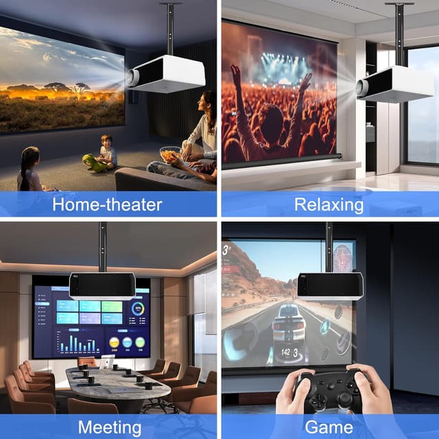 Detalle 2 de suptek Beamer-Deckenhalterung PR05LB (780–1250 mm), 360° drehbar, bis 13,6 kg, schwarz