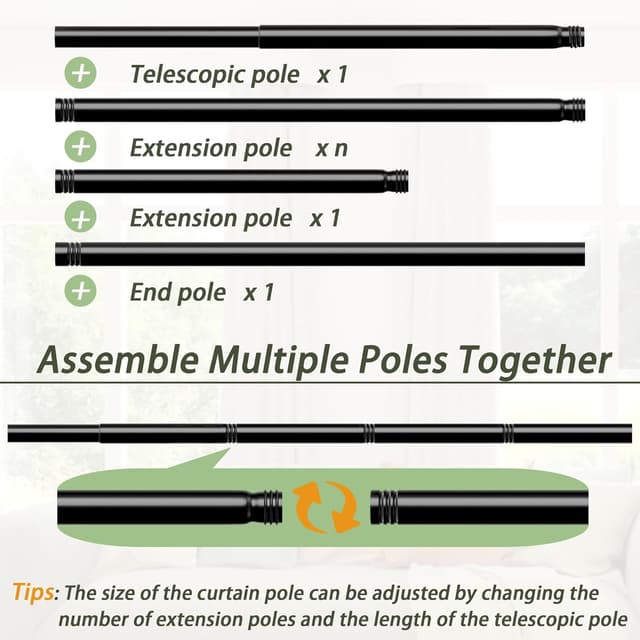Thumbnail 4 de Venwemong tringle à rideaux extensible 84–220 cm
