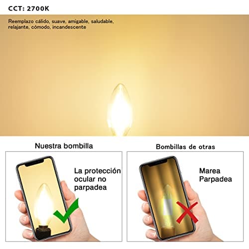 Detalle 1 de LVWIT Bombilla Vela E14 806 lm, 2700K