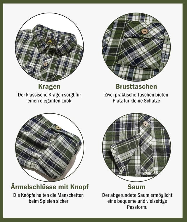 Detalle 2 de JACKETOWN Kinderhemd Langarm kariert für Jungen