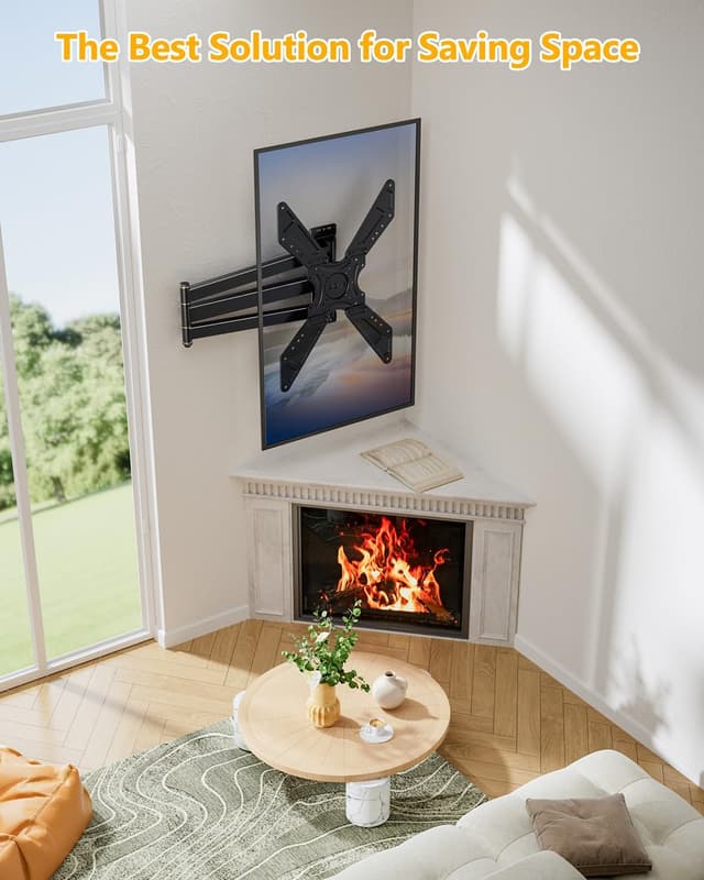 Detalle de FORGING MOUNT Full Motion Corner TV Wall Mount (32–75 in, up to 110 lbs) with 33" Extension and Portrait/Landscape Rotation