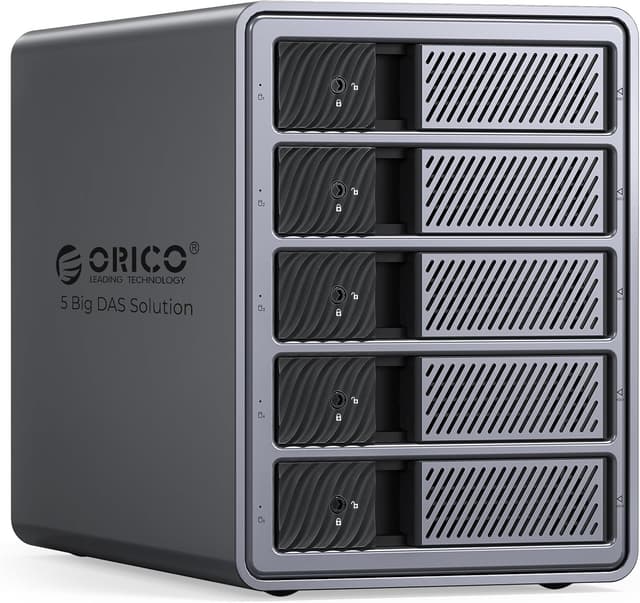 Detalle de ORICO 9858U3 Aluminium 5-Bay-HDD-Dockingstation für 5× 3,5-Zoll-SATA (bis 22 TB je Laufwerk) mit USB 3.0