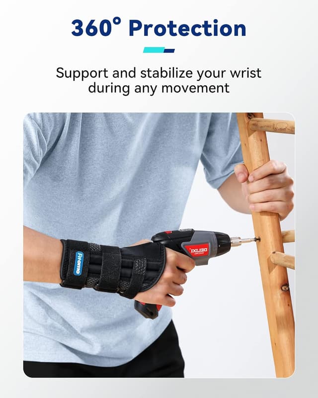 Detalle de Fitomo Left Hand Wrist Support with 3 Metal Splints and Soft Thumb Opening (night use)