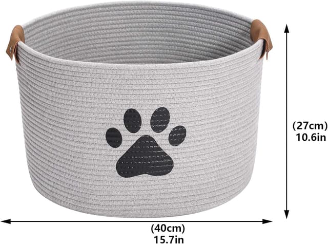 Detalle de Geyecete round dog toy basket storage weave rope basket in grey
