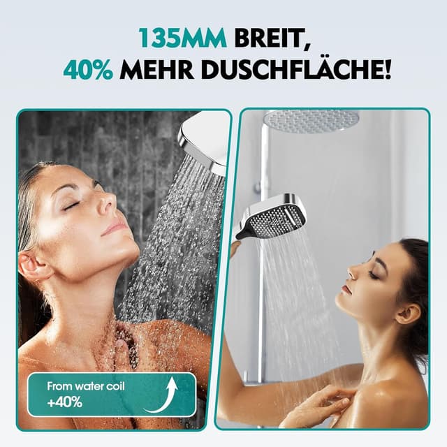 Detalle de HydroLuxe Soffione doccia cromato con 3 tipi di getto e anticalcare (130 mm)