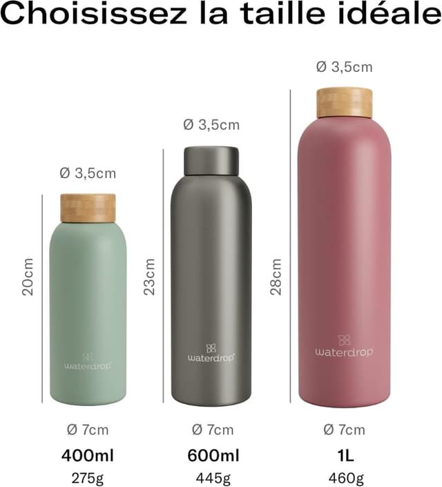 Thumbnail 3 de waterdrop® Gourde Inox 600ml