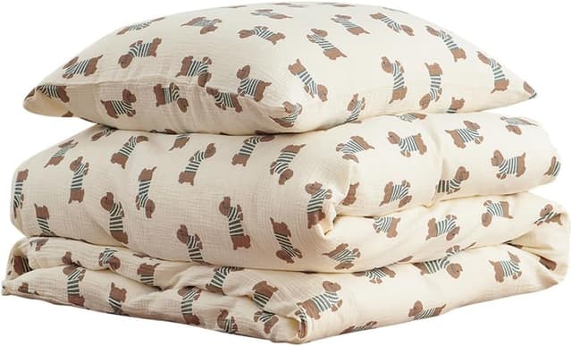 Thumbnail 6 de AShanlan Kinderbettwäsche 135x200 Musselin-Baumwolle mit Kissenbezug 80x80 (Dackel, Reißverschluss) Oeko-TEX