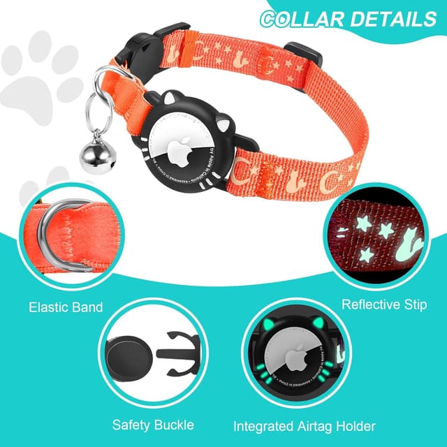 Detalle 2 de Ytanest Reflective Airtag Cat Collar XS 7-9 Inch