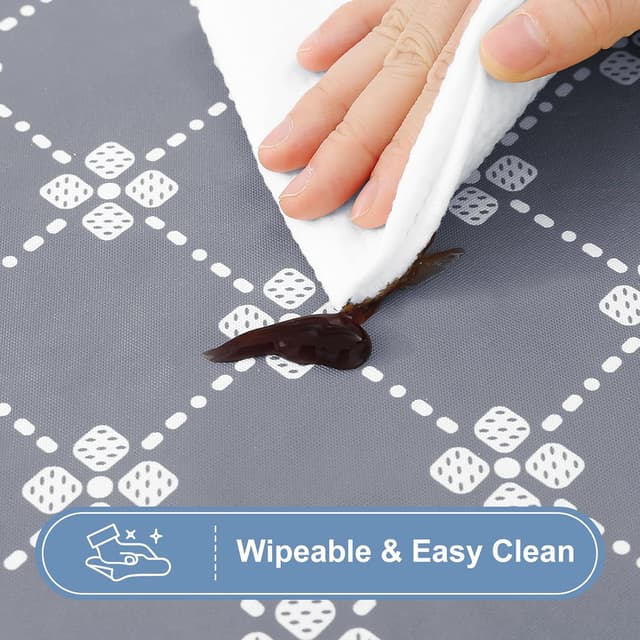 Detalle de misaya Rectangle Vinyl Table Cloth with Elastic Fitted Edge (Waterproof, Flannel Back), Grey 30" x 72