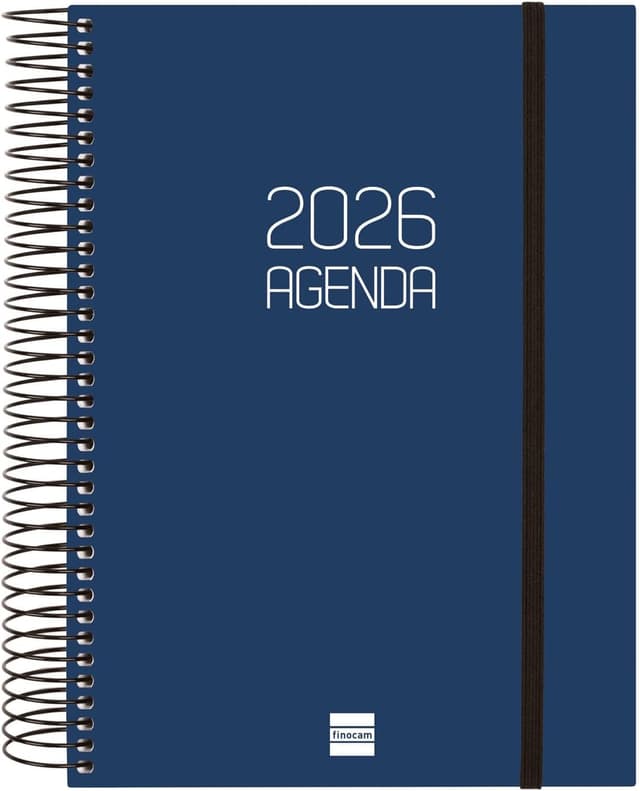 Detalle de Finocam Agenda Spirale 2026, 12 mesi gennaio–dicembre con elastico e 1 giorno per pagina (italiano, blu)