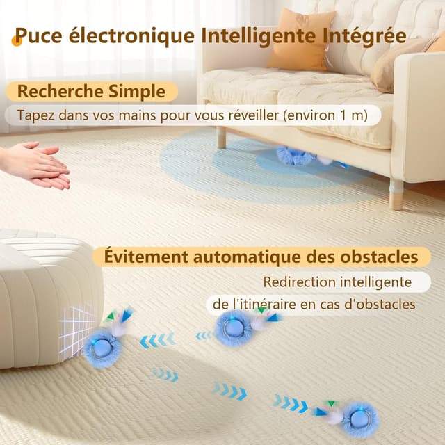 Detalle 1 de GoldenSun balle jouet intelligente pour chat avec tapis à 5 trous (souris) – jeu d’intérieur 2 en 1