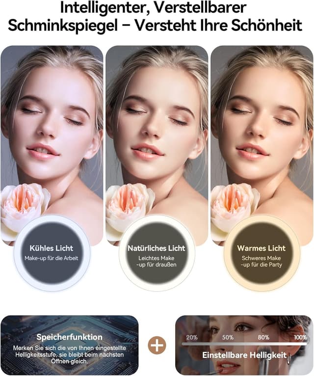 Detalle 2 de JUSRON Make-up Tasche mit LED Spiegel und 5-fach