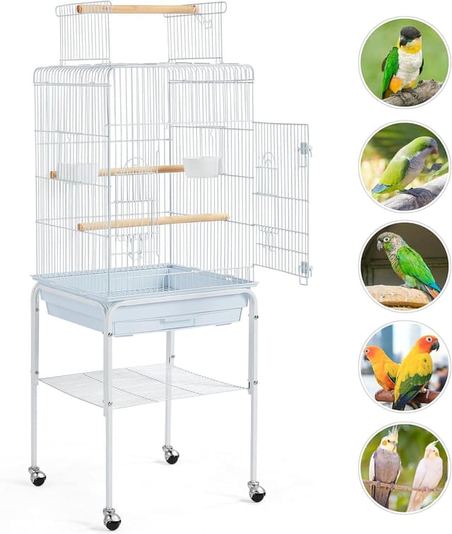 Detalle 2 de Yaheetech Parrot Cage with Open Play Top, Detachable Stand and Slide-Out Tray (for small birds)