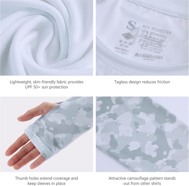 Detalle de Bassdash Damen Rash Guard UPF 50+ UV-Schutz Langarm – Performance Shirt für Angeln, Wandern & mehr