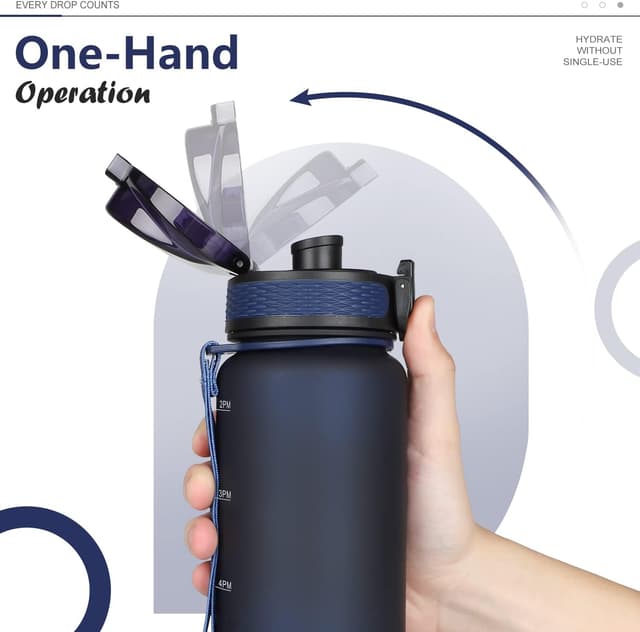 Detalle de Opard Trinkflasche 1L mit Früchtebehälter und Teesieb – BPA-frei, mit Zeit- und Volumenmarkierung