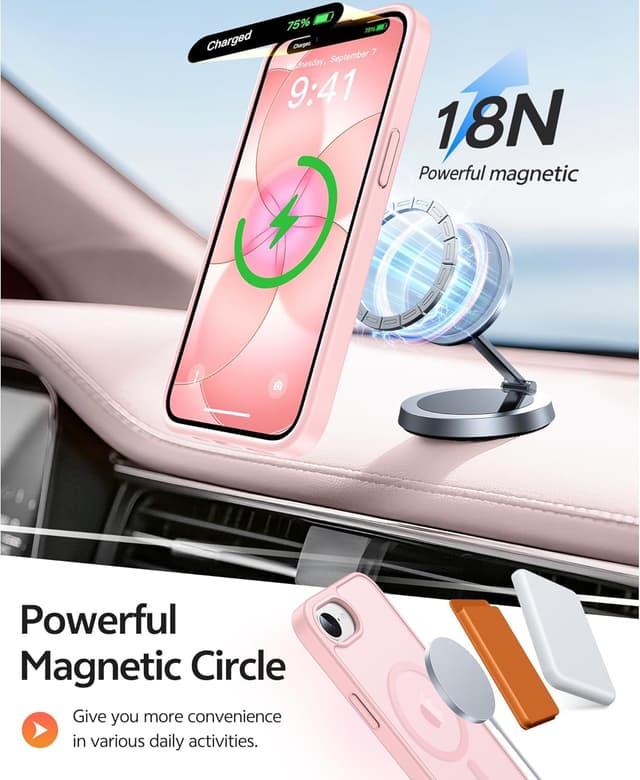 Detalle de FNTCASE iPhone 16e case (MagSafe compatible) — matte translucent protective cover, light pink