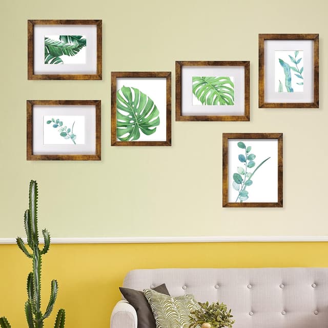 Detalle de SESEAT 8x10 Picture Frame (Brown), Set of 6 for 5x7 With Mat or 8x10 Without Mat