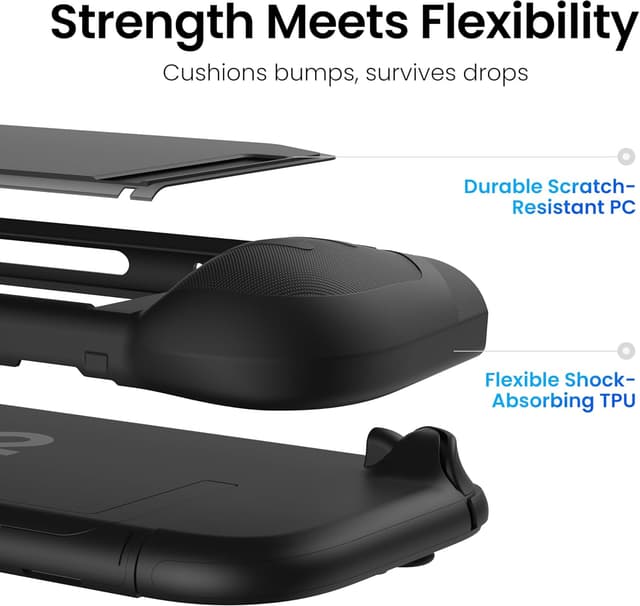 Detalle de KIWIHOME P2 Shield Dockable Case for Switch 2 (2025) with 9H Tempered Glass Screen Protector, Black