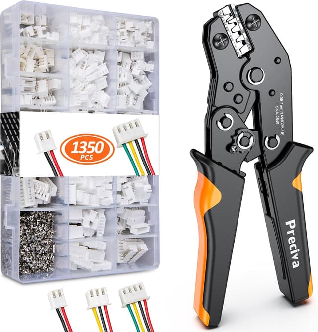Imagen de Pince à sertir Preciva pour connecteurs JST-XH (0,08–1 mm²) + 1350 pcs en OfertitasTOP