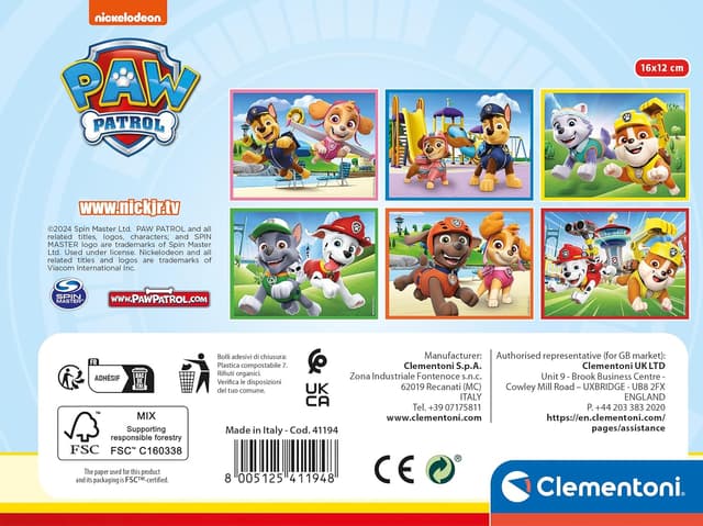 Detalle 1 de Clementoni Paw Patrol 12 Würfel Puzzle Kinder 41194 – Geschicklichkeitsspiel ab 3 Jahren