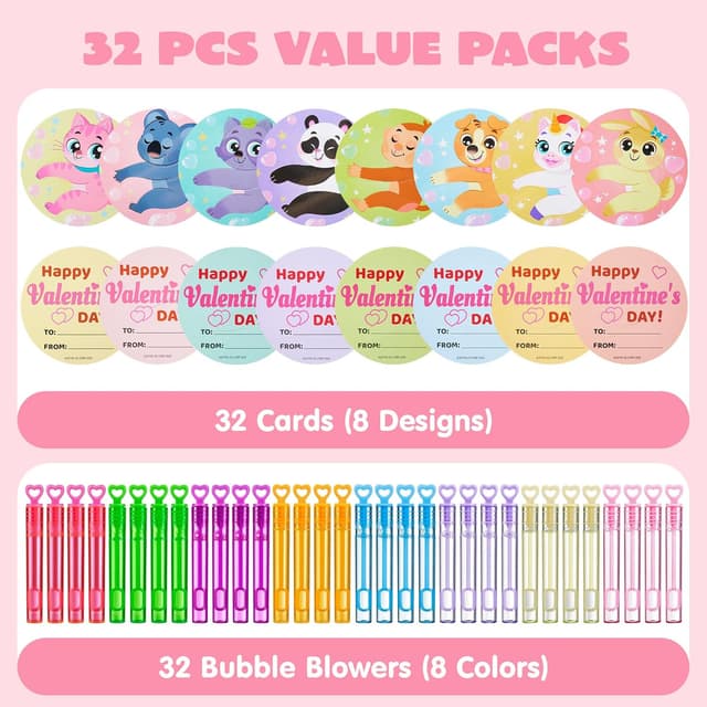 Thumbnail 1 de JOYIN 32 Pc Valentine Bubble Wands for Kids