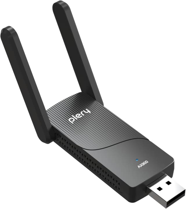 Detalle de PLERY 2-in-1 WLAN-Stick für PC (WiFi 6 AX900 + Bluetooth 5.3) USB-Adapter, Dualband 2,4/5 GHz, WPA3, mit 2x 6dBi-Antennen