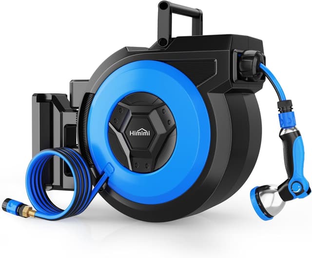 Detalle de Himimi Avvolgitubo da giardino da parete 30 m + 2 m, riavvolgimento automatico e pistola 10-in-1
