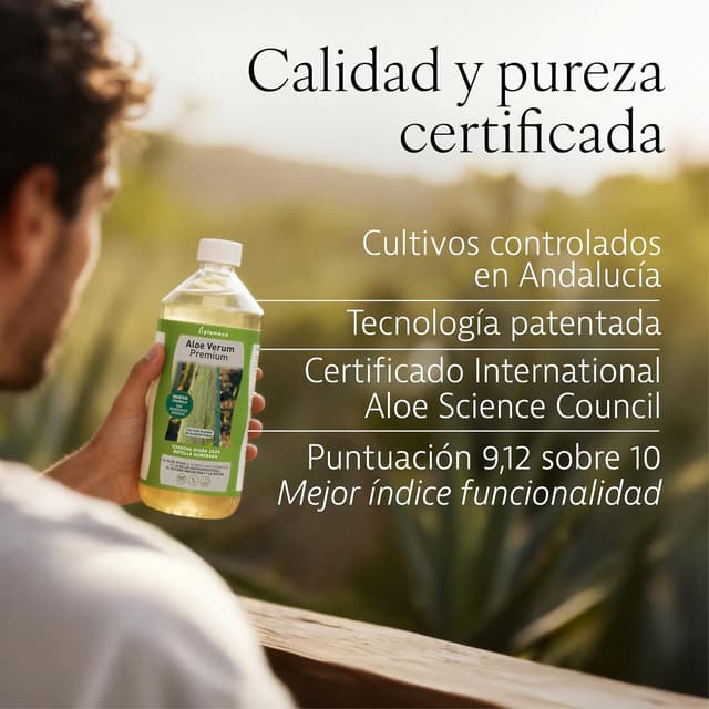 Detalle de Plameca Aloe Verum Premium (1L) — jugo puro de aloe vera con pulpa, sin aloína