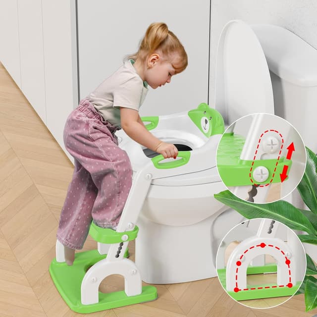 Thumbnail 6 de Toilettensitz Kinder mit Treppe 2-in-1 (höhenverstellbar) – Toilettentrainer für Jungen und Mädchen, klappbar, verstellbare Lochpositionen