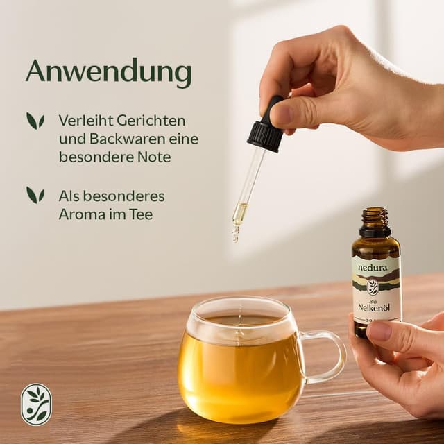 Detalle de nedura® BIO Nelkenöl 30 ml (100% naturreines Nelkenöl, zum Einnehmen)