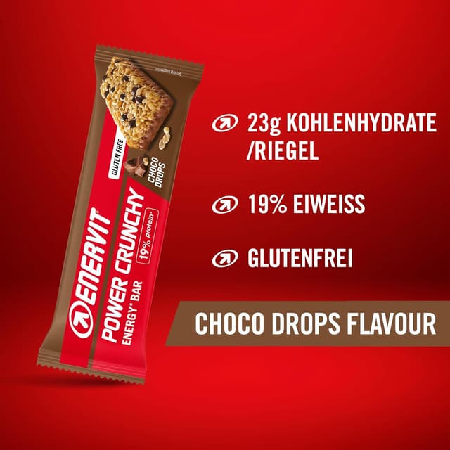 Detalle 2 de Enervit Power Crunchy Choco Drops – Energieriegel mit Zartbitterschokolade, glutenfrei