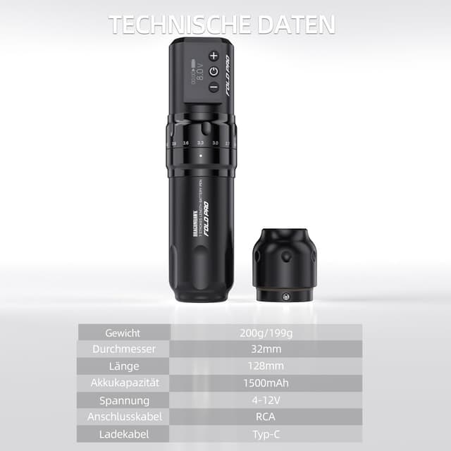 Detalle 2 de Dragonhawk Fold Pro Kabellose Tattoo Maschine