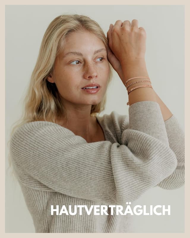 Detalle de GD GOOD.designs Armband-Set (3-teilig) aus 316L-Edelstahl – wasserfest, größenverstellbar, in Silber oder Roségold (inkl. Armreif)