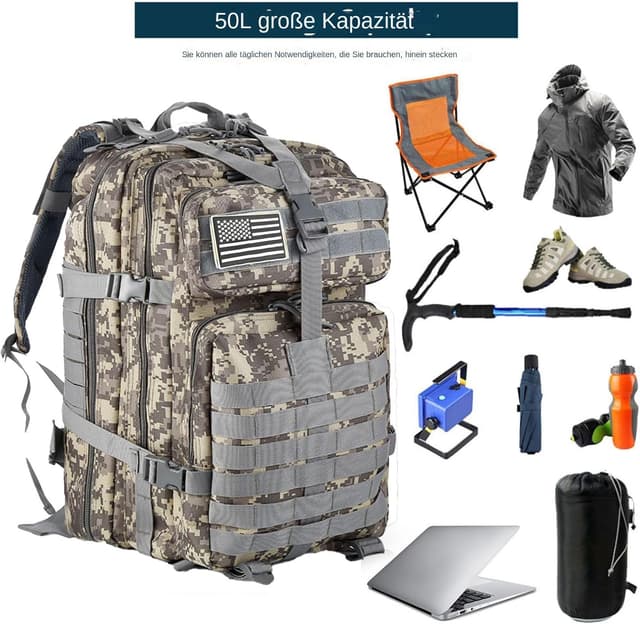 Detalle de GUJOIN 50L wasserdichter Nylon-Jagdrucksack für Outdoor, Angeln & Camping