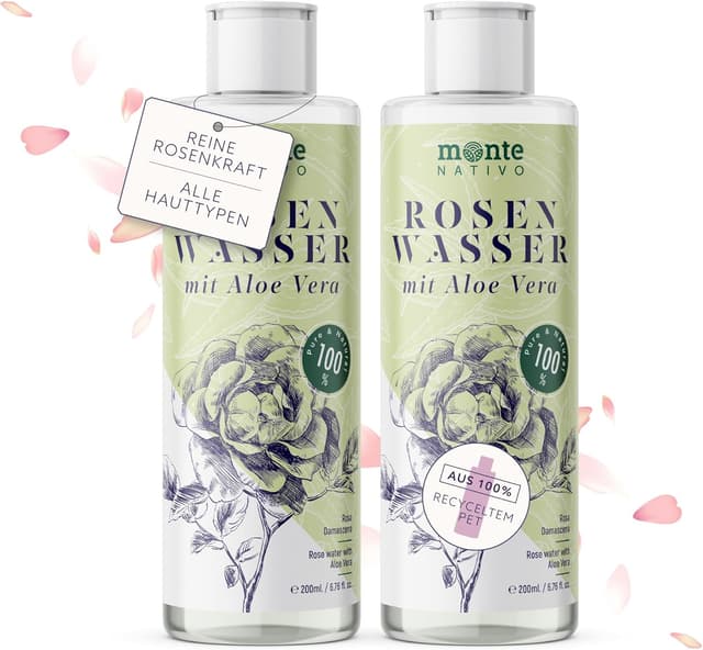 Detalle de Monte Nativo Rosenwasser Gesichtswasser mit Aloe Vera (2x200 ml / 400 ml)